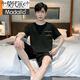 Modal Men's Pyjamas 2025 Nouveau short à manches courtes en coton pur mince Été décontracté en deux pièces Home Vêtements Men de grande taille pour hommes 9928 # xl [suggéré 120-140jin [Jin est égal à 0,5 kg]]]