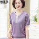 Kuzhang (Kuzhang) 2025 NOUVELLE Mère T-shirt en tricot d'été Suit à manches courtes d'été d'âge moyen d'âge moyen-mante