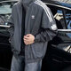 
ADIDAS Adidas Jacket Men and Women Three Stripe Sportswear Retro Loose Windproof Cardigan Three-Leaf Crock Stand-Link Jacket JI7533 Dark Gray M