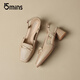 
15MINS sandals women's new summer elegant high heels one-button bag-toe single shoes D1302AQ5 apricot color 37