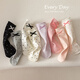 Catman Children's Socks Girls Spring and Autumn Princess Cotton Socks Lace Bow Student Middle School Girls Girls Baby Mid-calf Socks Polka Dot Plain - 4 Pairs 3-5 Years Old (M) Recommended Shoe Size 19-25