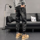 Fat Donglai Men's Ripped Jeans Summer Fashion Brand Slim Feet 2025 New Summer 6636 Black. 31