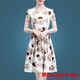 
Fuze middle-aged and elderly mothers ice silk dress summer new retro belly-covering printed round neck slim A-line skirt Ice silk 9901 skirt M