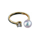Yuansi VIVI Japanese Akoya seawater pearl ring diamond 18k gold thickened opening adjustable bull head gold model 9-11 ring 7-7.5mm