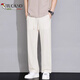 Woodpecker high-quality summer ice silk straight-leg casual pants for men's ice-sensing thin style versatile draping loose wide-leg trendy pants JS983 black 3XL