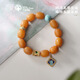 Potala Palace Beeswax Date Beads Turquoise Single Circle Bracelet Men's and Women's 925 Silver Amber Wenwan Bracelet as a Birthday Gift for Boyfriend