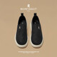 MONTAGUT old Beijing canvas shoes men's summer light and breathable lazier shoes comfortable and odor-proof soft sole casual loafer shoes black (leather shoe size) 41