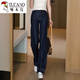 Woodpecker Blue Tennis Straight Jeans Women's 2025 Spring and Summer New Small Small Narrow Edition Wide Leg Pants Summer Thin Women's Pants Blue [Cropped Pants] XL 29115-125Jin[Jin equals 0.5 kg]