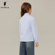 POLOWALK children's clothing girls long-sleeved shirt 2025 autumn new striped medium and large children's lapel top blue 120 120cm