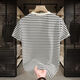 
Begiche 2025 new short-sleeved T-shirt fashionable casual trend summer striped round neck men's versatile top white breathable sweat-absorbing cotton 9898 M