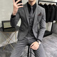 
CEO Yageo groom suit men's three-piece set British casual business suit men's dress slim professional suit 9889# double button medium gray (suit + trousers) L
