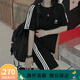 阿迪达斯（adidas）三叶草运动套装男女夏季新款宽松情侣棉短袖短裤一套女 9889黑色 M  80-100斤