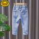 G.Duckkids Girls Jeans Spring- und Herbststil 2025 Neue Kinder Frühlingskleidung, modisches Baby von Kindern trägt schlanke lange Hosen, hellblau