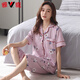 Yalu high-end 2025 new pajamas for women in summer pure cotton short-sleeved cropped pants for summer loose large-size cardigan home clothing NX9898 3XL