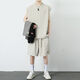 Brangdy2025 new summer boy casual sports suit trendy versatile handsome young man handsome set 5155 black L