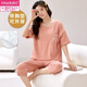 Modal Summer Thin Pure Cotton Pyjamas für Frauen mit Brustpolstern kurze Ärmel geschnittene Hosen Set koreanische süße und modische Baumwollhauskleidung mit Brustpolstern: 679 Barbie Bear M Frauen
