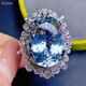 HEEKAIYI Aquamarine Ring Women's 18k Gold Diamond Ring Chinese Valentine's Day Birthday Gift for Wife and Girlfriend Selected 15 Carat/Santa Maria Color