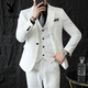 Playboy (PLAYBOY) suit men's three-piece casual large size suit jacket slim Italian formal groom handsome wedding dress white suit + trousers + vest 7XL