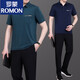 罗蒙（ROMON）爸爸夏装冰丝运动套装男2025新款中老年短袖t恤父亲夏天速干衣服 723墨绿【短袖+短裤】 L