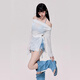 Nanmu Bear Swimsuit Women's Split Three-Piece Set Long Sleeve Sweaty Girls Summer Pure Desire Conservative Sun Protection Belly Slimming Swimsuit Blue Shirt Three-Piece Set [70-120Jin [Jin equals 0.5 kg]]