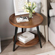Zhuobo coffee table side table small table living room sofa side table double layer round table tea table storage rack bedside table CJ09 walnut color