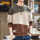 Jeep (JEEP) sweatshirt men's autumn and winter trendy loose long-sleeved T-shirt men's casual tops men's gray green XL