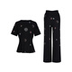 TCH light luxury hot diamond casual temperament design luxury style slim fashion suit women T75B07E1027 black L 110-125Jin Jin is equal to 0.5 kg