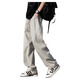 Woodpecker casual pants for men 2025 summer trend ice silk loose straight pants for men teenagers versatile draping feeling high-end trousers for men 6636 gray 4XL recommended 180-200Jin [Jin equals 0.5 kg]