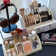 Oluxun Customized Desktop Cosmetic Storage Box INS Style Dressing Tisch Hautpflegeprodukt Finishing Box Lippenstift Make -up Pinsel Partition Multifunktionsspeicher - Cream White [kann sich horizontal bewegen] DF -693