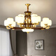 Sanxiong Aurora Neue chinesische Kronleuchter Wohnzimmer Lichter Walnussfarbe Chinesische Schlafzimmer Schlafzimmer Esslicht Moderne atmosphärische chinesische klassische Lichter HX9928 Kopf Drei Farben wechseln Licht