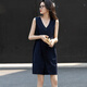 Demana [ropa literaria y artística] Summer Natural y suave Línea de algodón Cadena de bambú de tela en V butón de cuello en V de mujeres