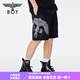 Junge London Spring- und Sommer Männer und Frauen gleiche Style Casual Hosen Goldgepresste Eagle Wings Print Shorts N14984 Silber XS