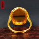 Amber School, one thing, one picture, one certificate, beeswax ring, natural amber, Russian material, chicken fat, yellow amber beeswax, 925 silver live ring, 3.48g, 18*21mm