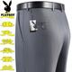 Playboy high-end mulberry silk drooping anti-wrinkle men's trousers in summer thin middle-aged high-waist loose straight-leg professional pants T9906 blue-gray boutique thin 36 waist 2 feet 8