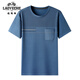 Camiseta de manga corta de cuello redondo de seda de hielo de auto clásico en verano nuevo estilo de mediana edad y anciano papá casual de secable y transpirable camiseta de media manga marina 693 m 165 recomendado 90-118 Jin [Jin equivale a 0.5 kg]