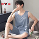 Yalu Herren-Pyjamas Sommermodal Ice Silk Weste Shorts Anzug Teenager große ärmellose Hauskleidung A-12027 2xl