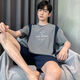 Мужская пижама Mu Fengqing Summer Shorked Shorts Новый подросток хлопок плюс жир плюс размером среднего возраста набор домашней одежды Summer HD9928 [Новый набор] L [Вес 100-125 JIN [JIN равно 0,5 кг]]