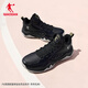 Jordan Qiaodan Herrenschuhe Basketballschuhe City Herbst Herbst Neue Leder Gesichtsgesichts-resistenter schockabsorbierender Turnschuhe schwarz 42
