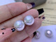Libiao natural freshwater Edison large pearls are comparable to Australian white, perfectly round and slightly blemished mirror particles with holes diy earrings pendants, mirror light and slightly blemished front flawless one and a half holes 11-12mm
