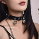 UOSU Sexy Dog Chain Sexy Bell Neck Collar Clavicle Chain Cute Wind Neck Strap Neck Necklace Collar Maid Couple Black Bell Collar + Traction Rope