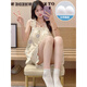 
CaileiKelai nightgown for women in summer, with breast pads, ice silk cool suspender pajamas, summer ladies, sweet and cute home clothes, spring and autumn 3887 [Not removable chest pad] M [75-100Jin [Jin equals 0.5 kg]]