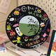 
Yonghuan hand-painted graffiti vinyl record DIY digital oil painting ornaments decorative painting unzipped handmade gift R16778 diameter 20 thick solid wood inner frame
