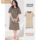 Victoria's style 2025 new nightgown with chest pad for women's summer cotton short-sleeved thin striped mid-length pajamas home dress with chest pad 14107 M 160 Recommended weight 80-100 Jin [Jin equals 0.5 kg]