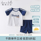 
David BELLA (DAVE/BELLA) summer suit boys suit girls clothes children's clothing infant summer baby cartoon casual short sleeve two-piece set blue and white striped DBM14108 66cm (12M (recommended height 66cm))