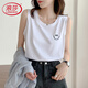 
Langsha light luxury black I-shaped vest for women 2025 spring and summer wear pure cotton suspender solid color inner loose sleeveless T-shirt 6187 white M