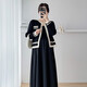 Vestido de maternidad para primavera y otoño, vestido de maternidad que reduce la edad de moda, otoño, la falda del chaleco de longitud, el conjunto de color de albaricoque de dos piezas