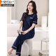 Pyjamas modal pour les femmes en été coton pur pur manches courtes minces 2025 Nouveau coton décontracté d'été peut être porté à l'extérieur pantalon vêtements de maison 7374 Green Green Stretless Pad M 80-100jin [Jin est égal à 0,5 kg]