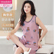 Modal Pyjamas für Frauen im Sommer Pure Cotton ärmellose Hosenträger Weste Shorts süße Cartoon-Plus-Größe Fett MM Home Clothing Zweiteiler Set 9853 m (80-95jin [Jin gleich 0,5 kg])