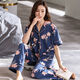 Pajamas de yalu para mujeres en verano delgadas sueltas de gran tamaño Madre pantalones de manga corta de gran tamaño juego de ropa para el hogar Q9922 Bolsa de pastilla M (peso 90-105 Jin [Jin equivale a 0.5 kg] se puede usar)