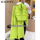 Magiopy International Luxury High-High Gash Greats Style Cool Vesting Traje de deportes informales para la chaqueta verde frita de moda de primavera para mujeres Set de dos piezas verde (100 Jin es igual a 0.5 kg])